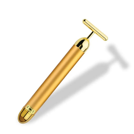 Portable 24K gold pulse beauty bar facial and eye massager roller for skin firming and anti-wrinkle