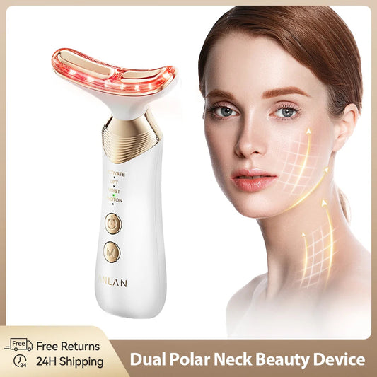 ANLAN 24K gold dual-polar neck beauty device for EMS lifting and tightening
