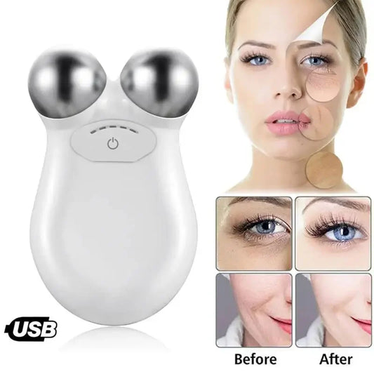 Microcurrent facial roller massager for lifting and tightening skin