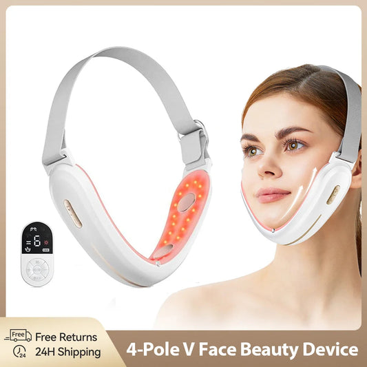 ANLAN V-Face Lifting Beauty Device combining EMS, red & blue LEDs, and heat for lifting and contouring.