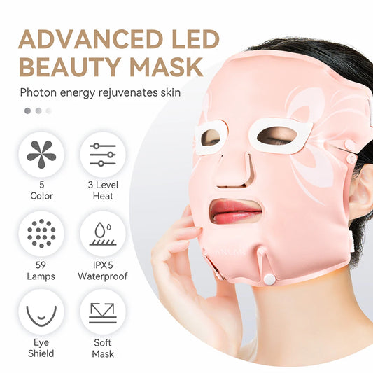 Front view showing 59 LEDs on ANLAN 5-Color photon therapy mask for anti-aging light treatment